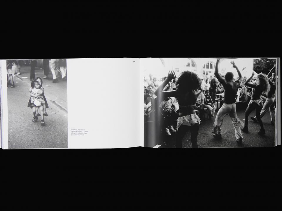 double spread with photography and text