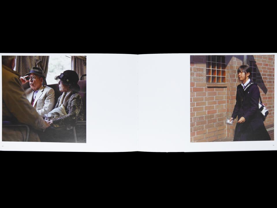 double spread with photography 