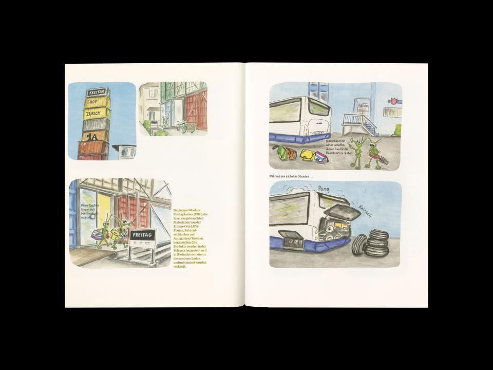double spread with illustration and text